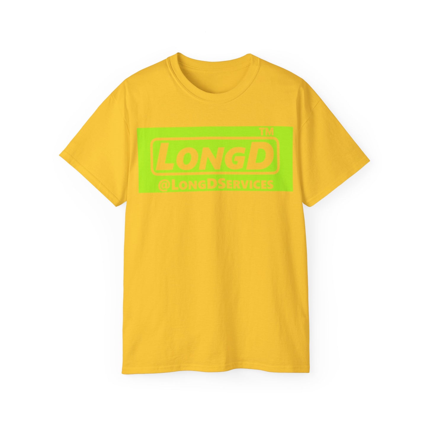 LongD® negative lime green Tag Logo Cotton Tee