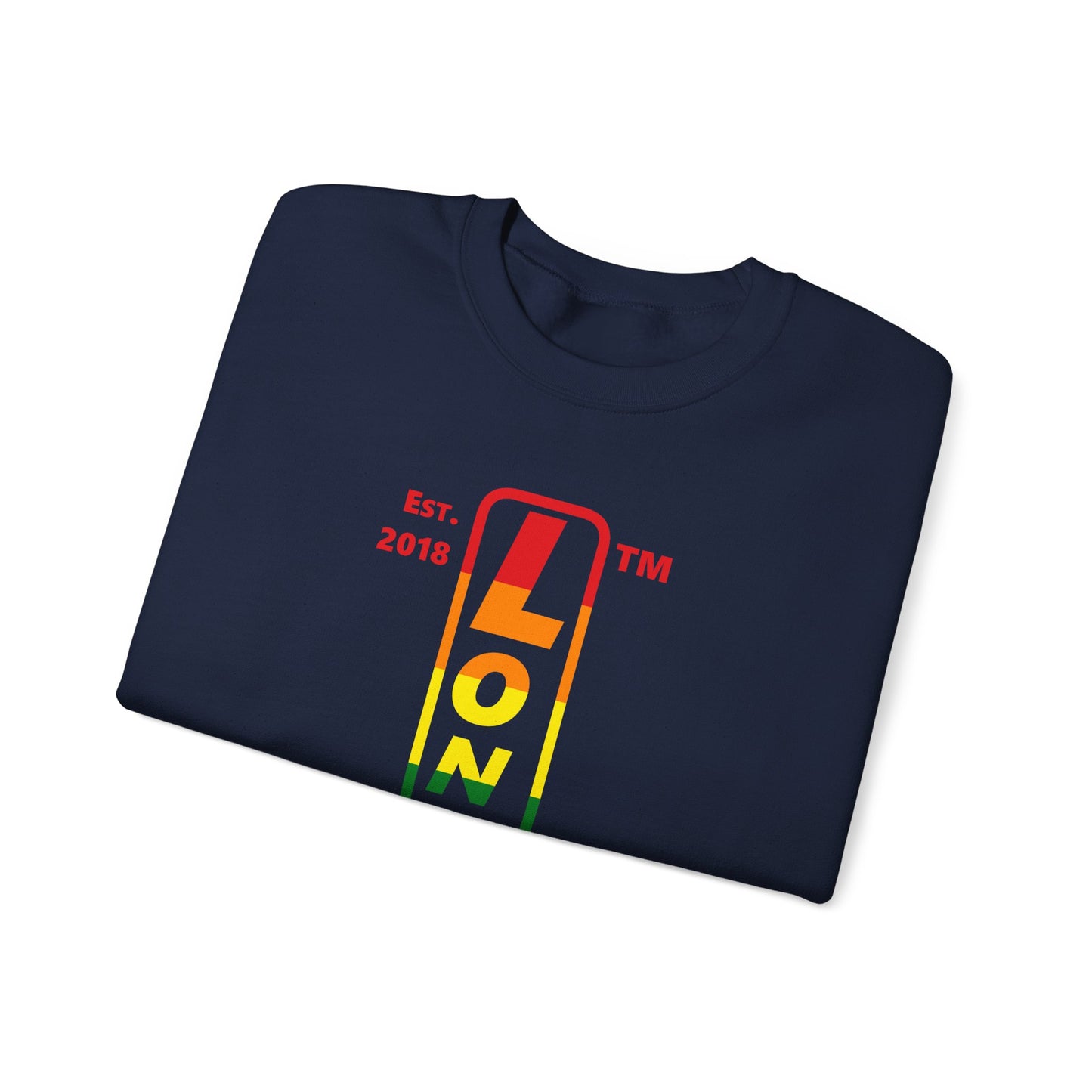 LongD positive horizontal 6-striped Hyde Park upright logo crewneck sweatshirt (Pride colors)