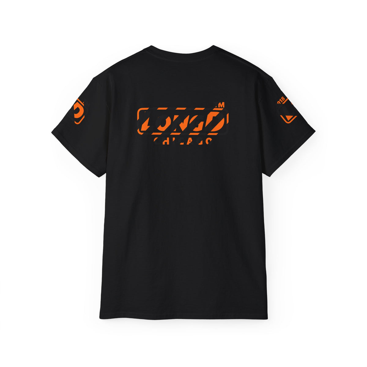 LongD Chicago positive 12-striped 4-print logo (Halloween colors) cotton tee