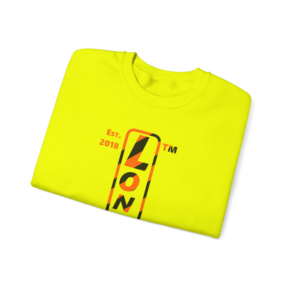 LongD Hyde Park positive upright pixel-weighted 12-striped logo (Halloween colors) crewneck sweatshirt