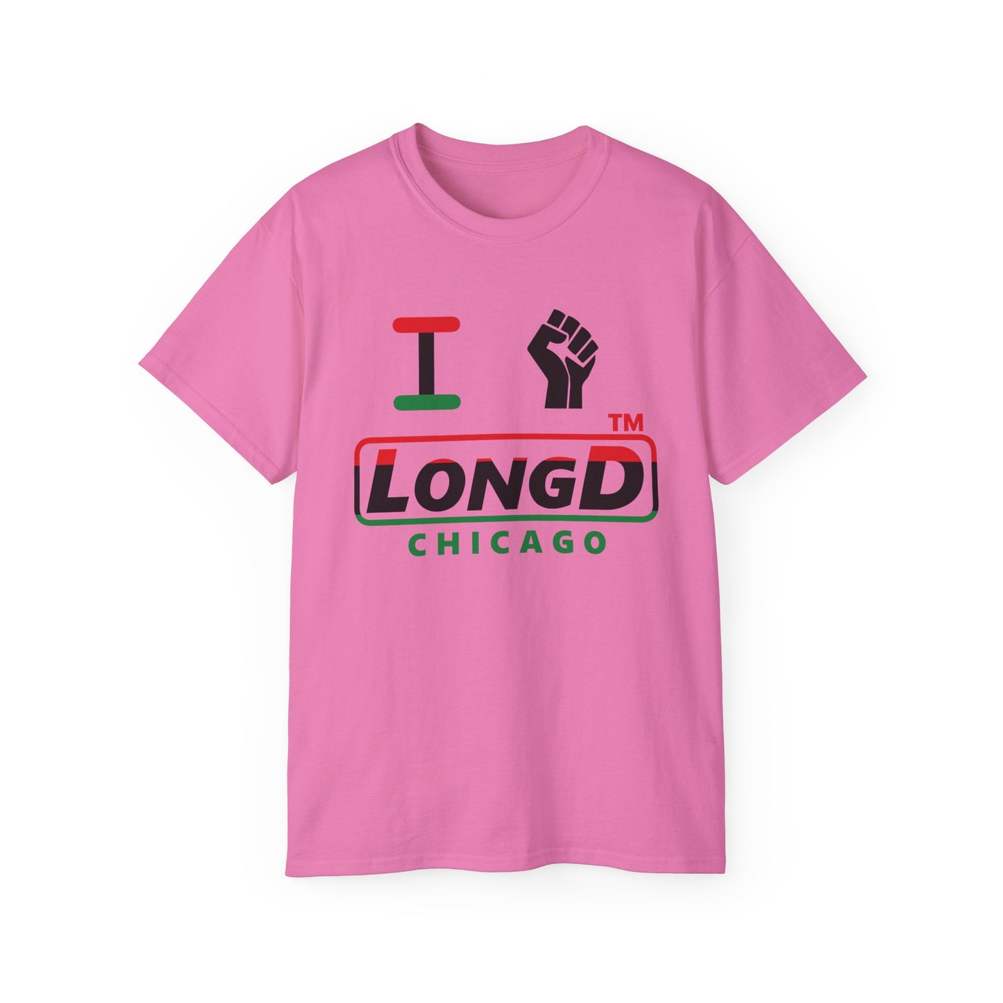 I fist LongD positive horizontal 3-striped Chicago logo cotton tee