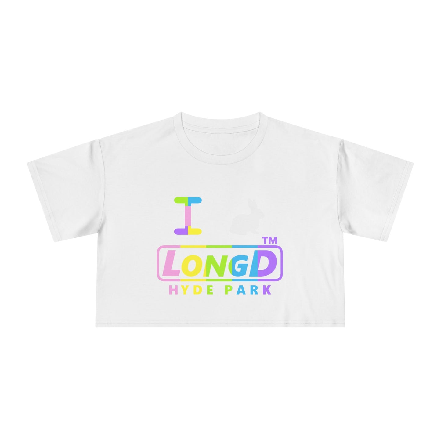I Bunny LongD positive vertical striped Hyde Park Logo Crop Tee