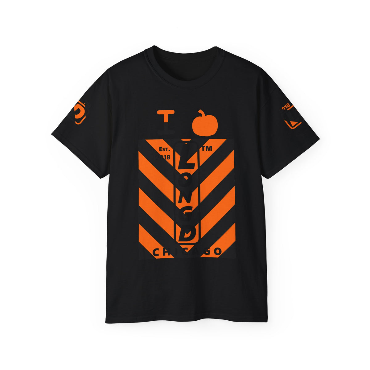 I pumpkin LongD Chicago negative upright downward chevron 4-print logo cotton tee