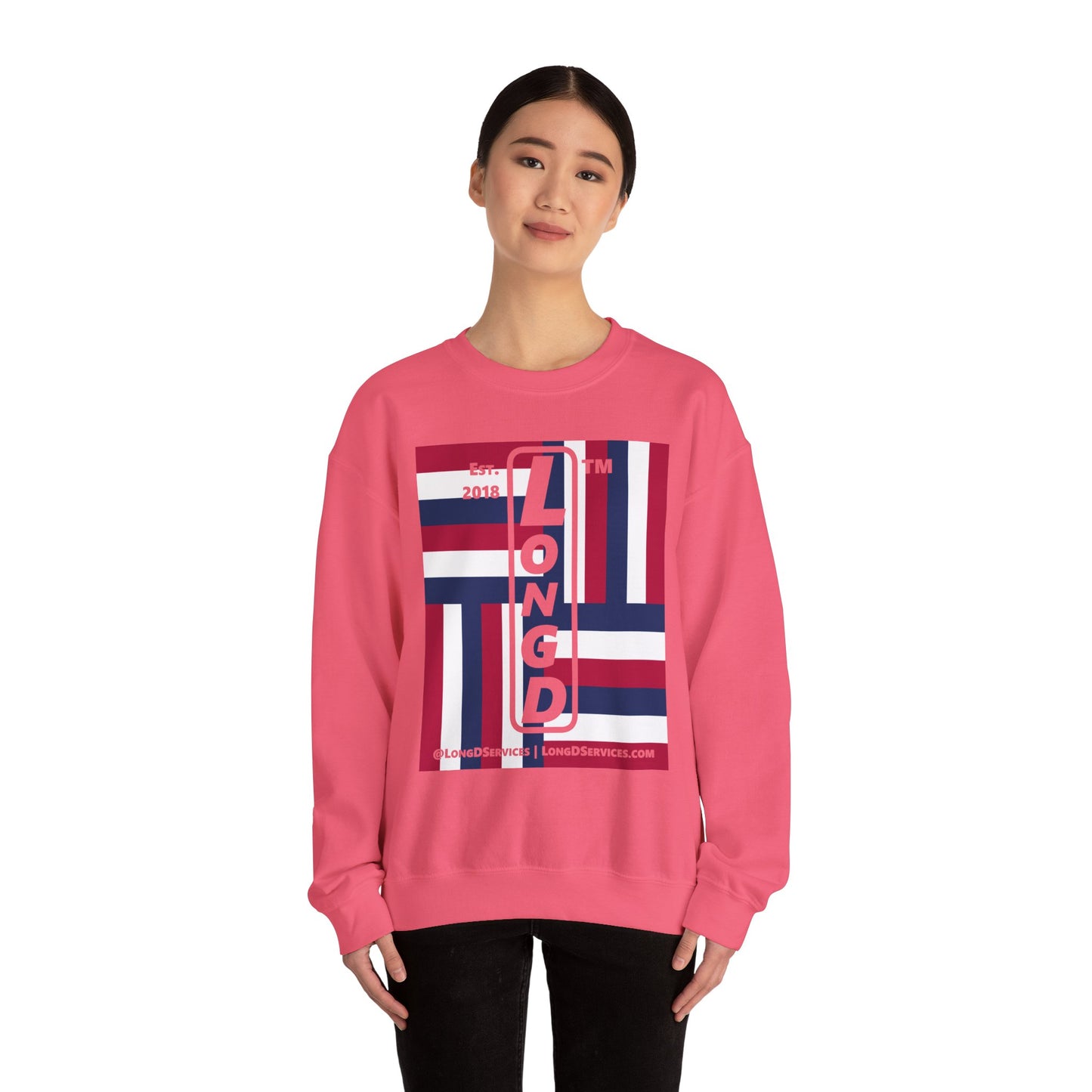 I Burst LongD negative windmill tag-domain upright logo crewneck sweatshirt