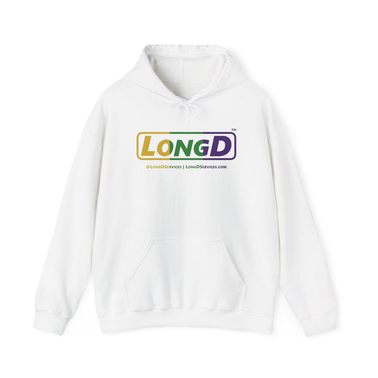 LongD® Logo Hoodie (Mardi Gras Forest Green-Royal Purple-Goldenrod Yellow text)