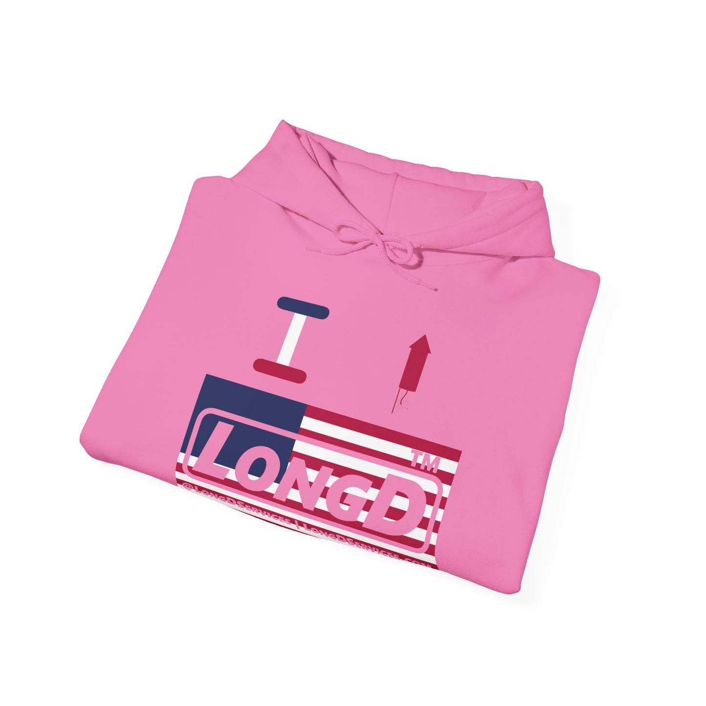 I firecracker LongD® negative flag front-back double breasted tag-domain logo hoodie