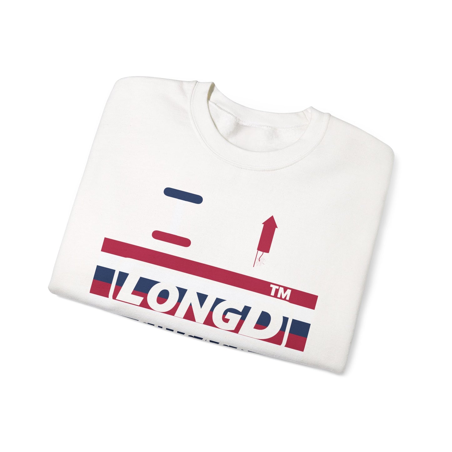 I firecracker LongD negative horizontal 6-striped Chicago logo crewneck sweatshirt