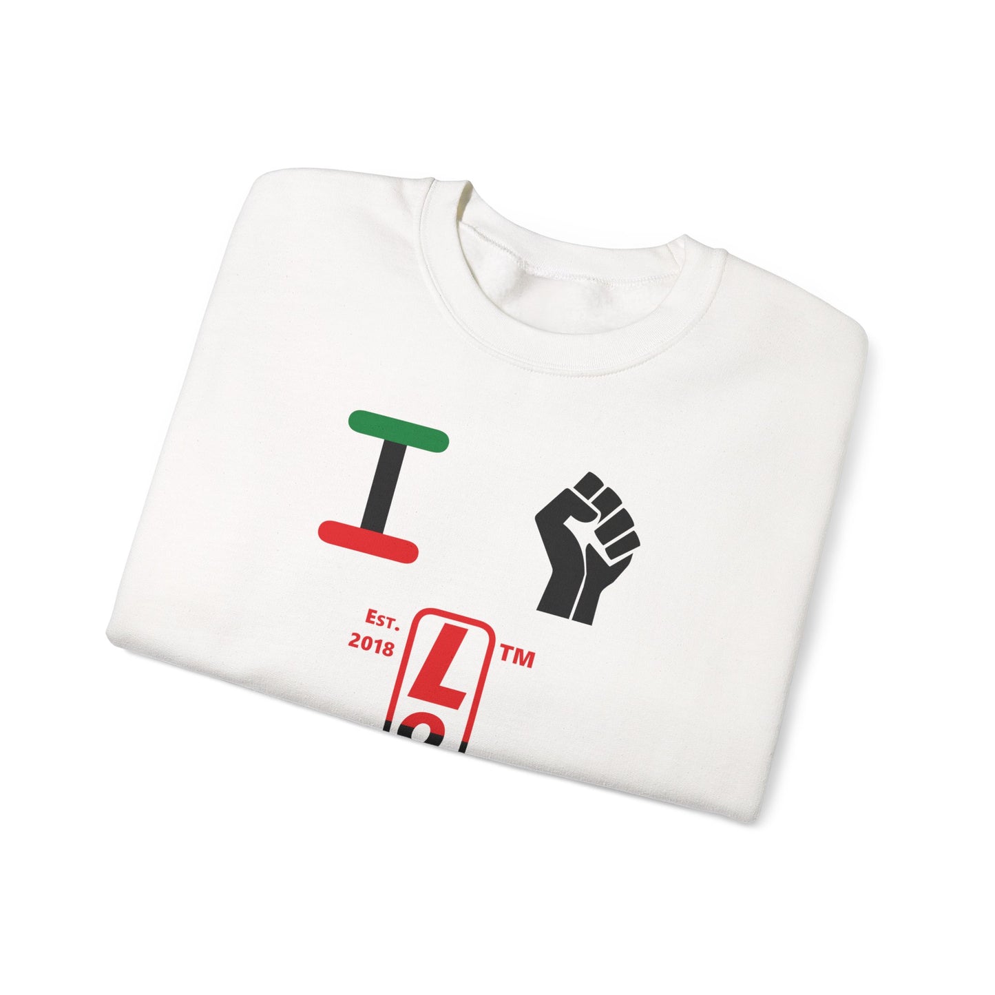 I Fist LongD positive horizontal 3-striped Chicago upright logo crewneck sweatshirt