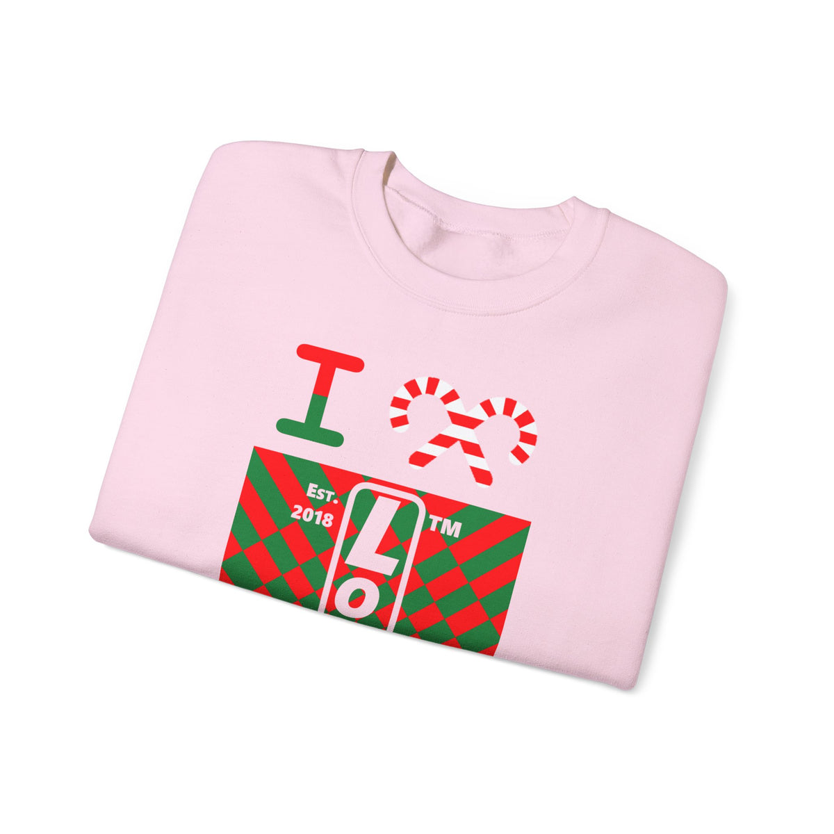 I candy cane LongD Hyde Park negative upright stylized argyle logo crewneck sweatshirt