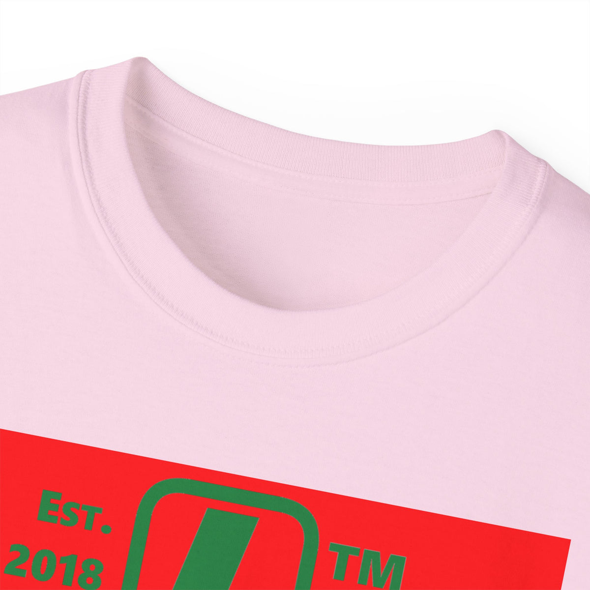 LongD Hyde Park upright logo positive green on negative red (Xmas colors) cotton tee