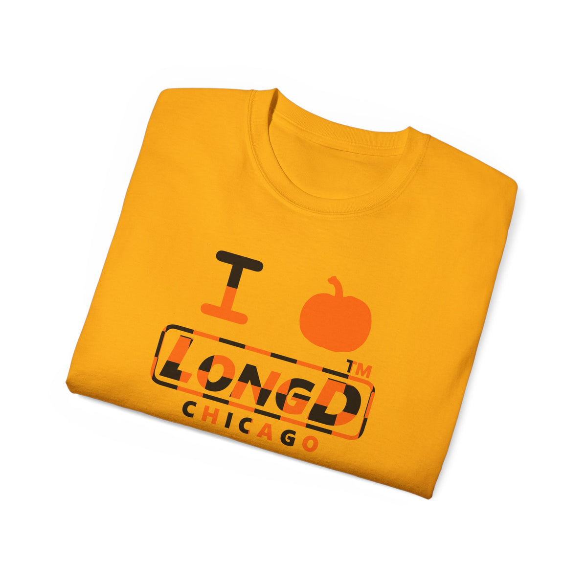 I pumpkin LongD Chicago positive checkered logo cotton tee