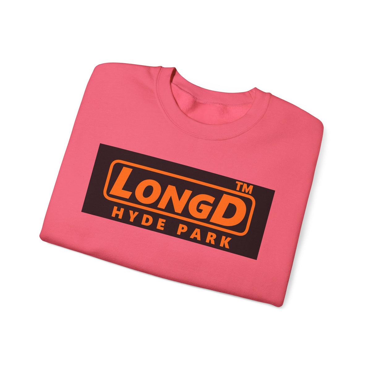 LongD Hyde Park logo orange (FE7518) on Black (000000) (Halloween colors) crewneck sweatshirt