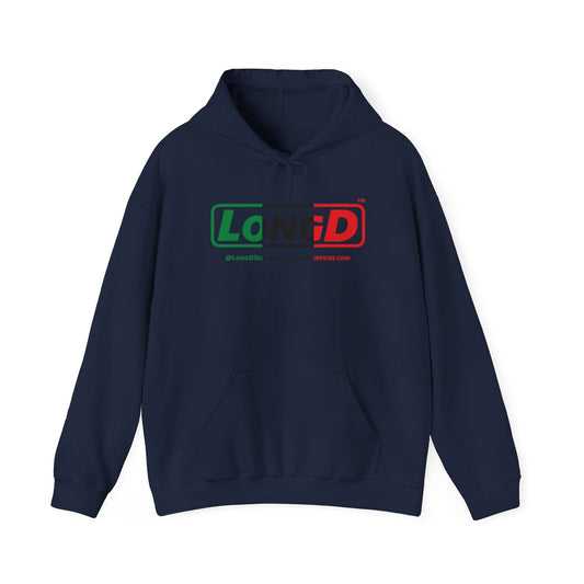 LongD® Logo Hoodie with Juneteenth positive thirds text
