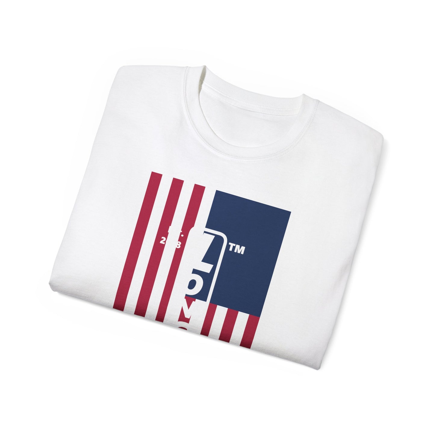 LongD cotton tee negative flag Hyde Park upright logo (Patriotic colors)