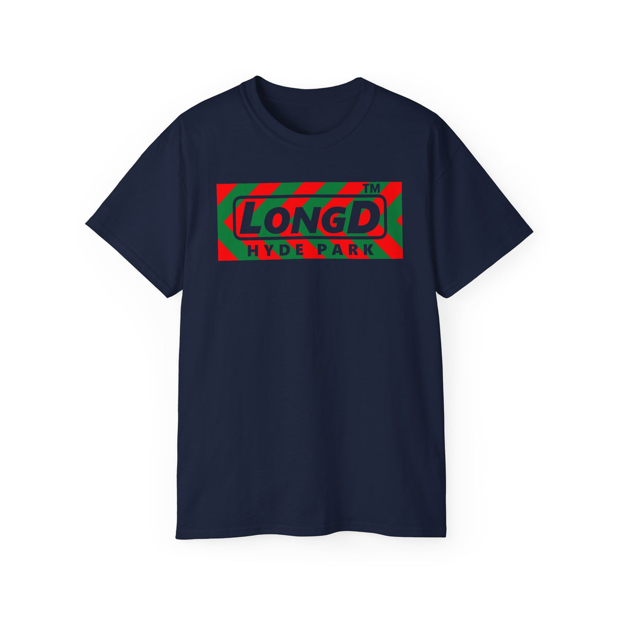 LongD Hyde Park negative leftward chevron logo (Xmas colors) cotton tee