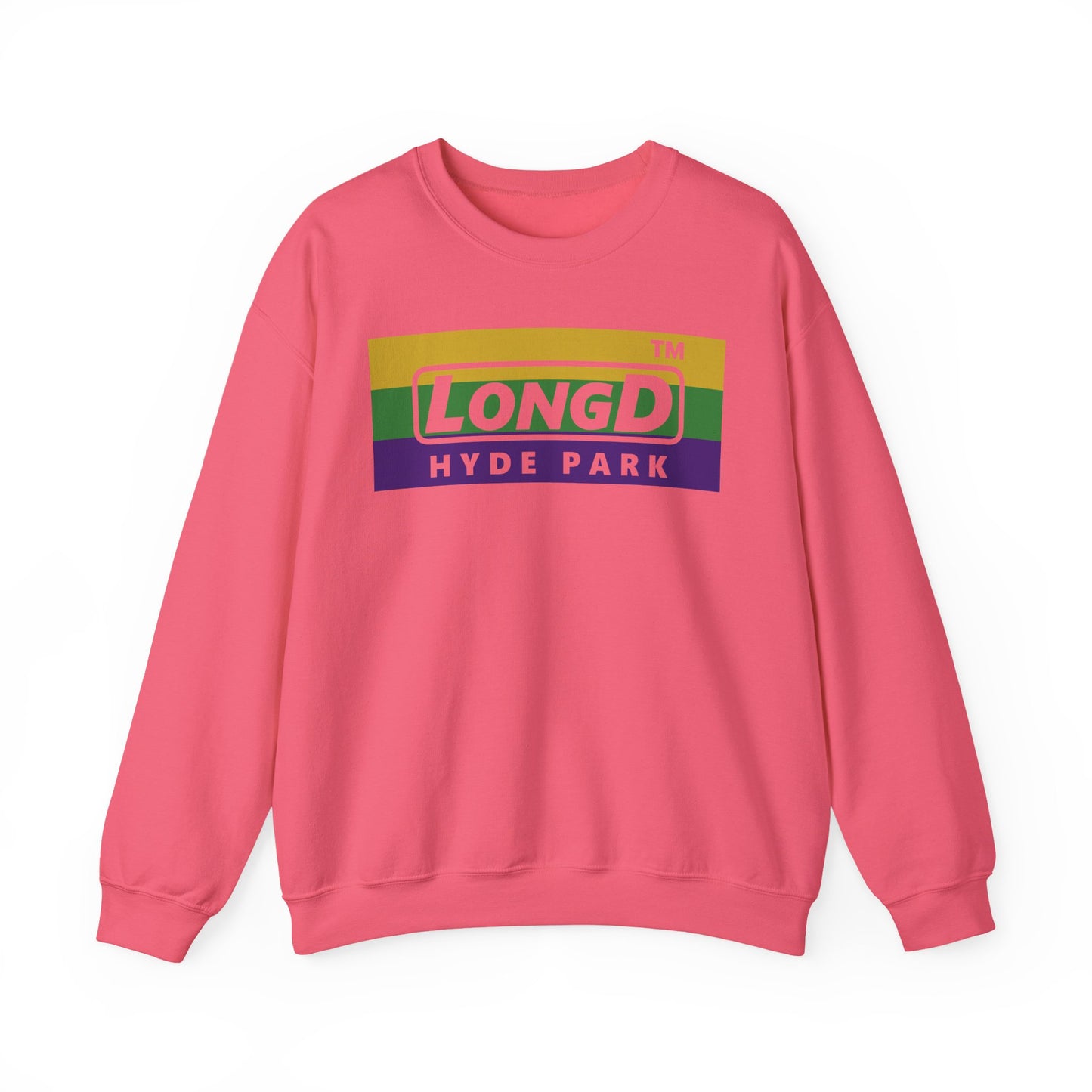 LongD negative striped Hyde Park logo crewneck sweatshirt