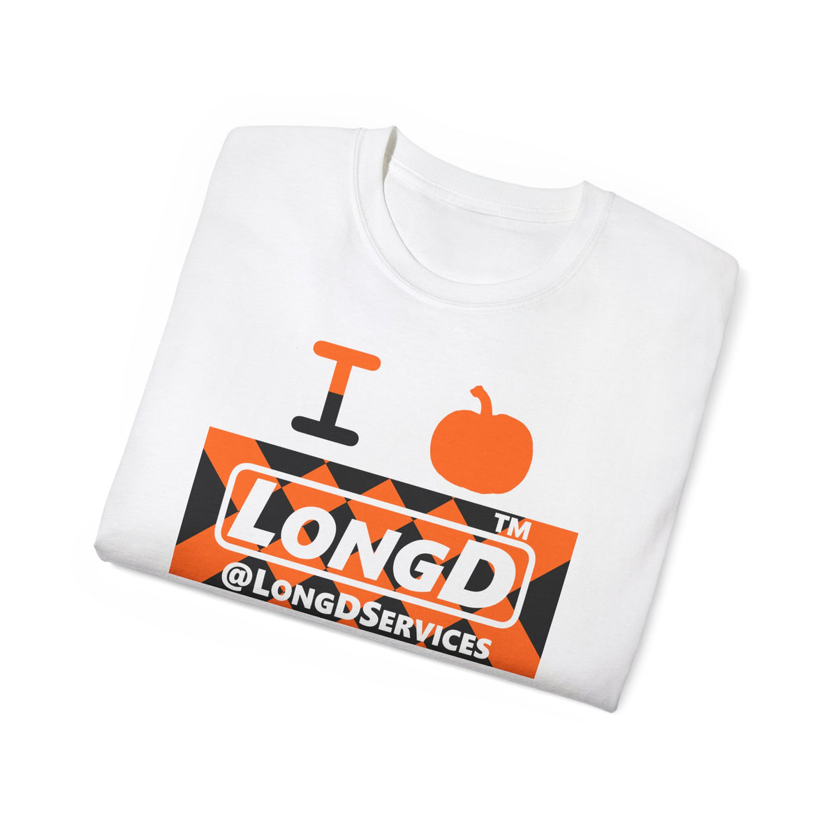 I pumpkin LongD Tag negative stylized argyle 4-print logo cotton tee