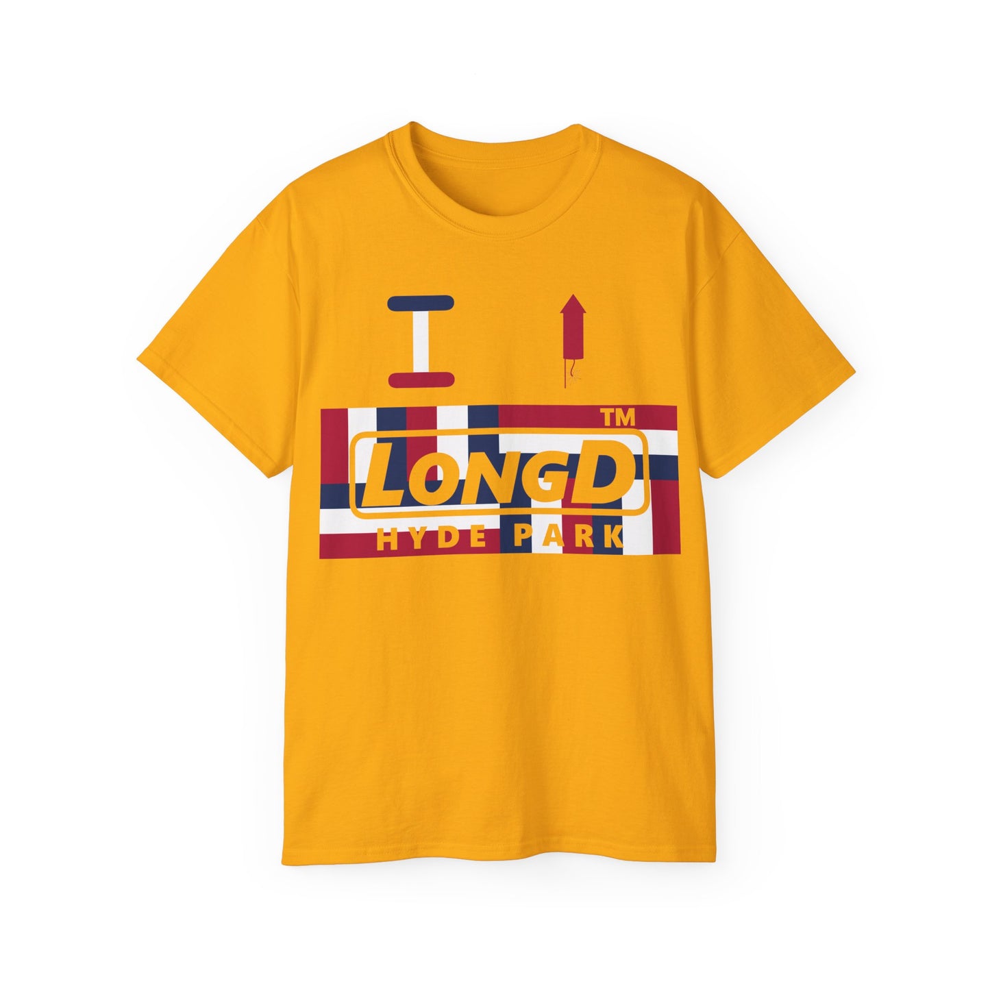I firecracker LongD negative modified windmill Hyde Park logo cotton tee