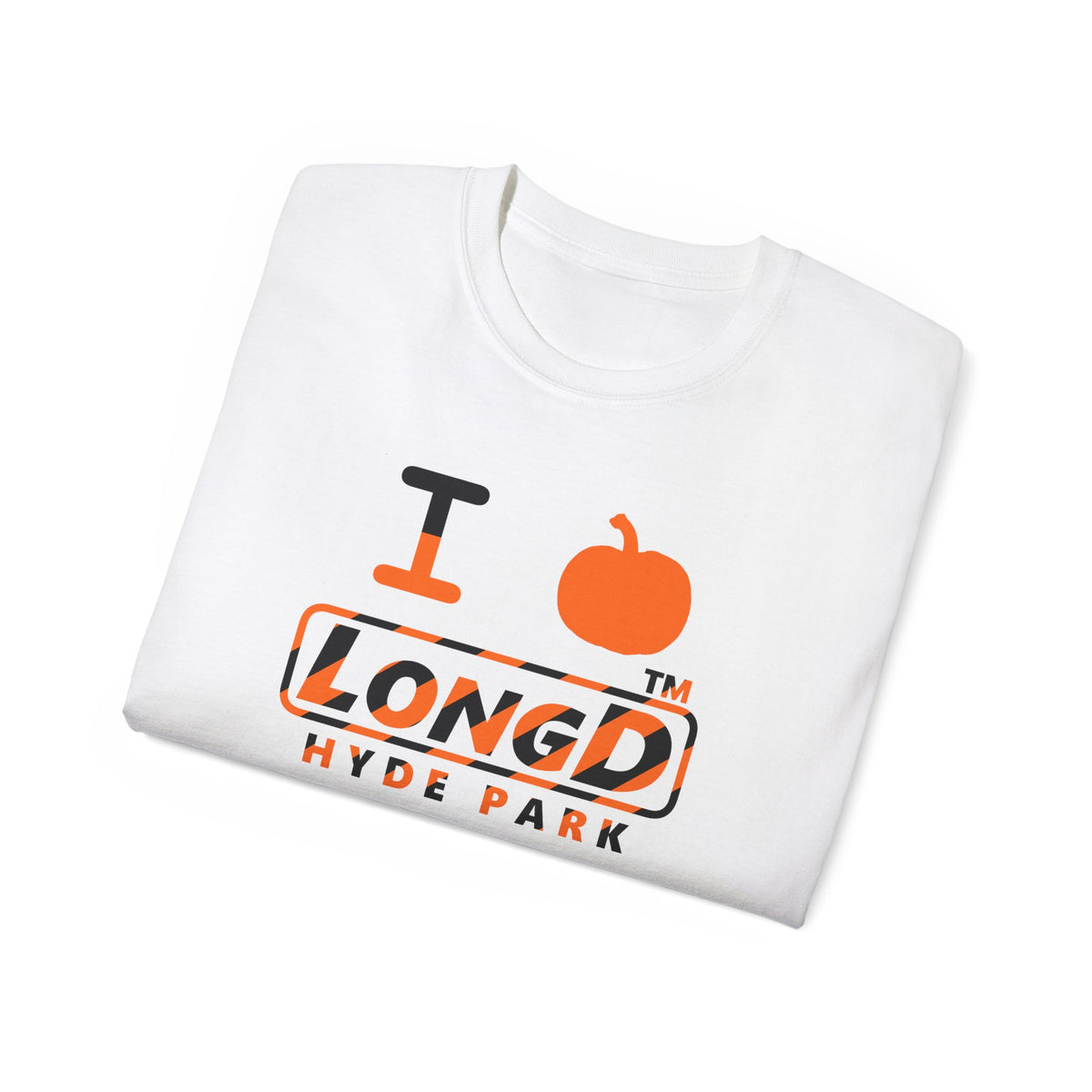 I pumpkin LongD Hyde Park positive 12-striped logo cotton tee