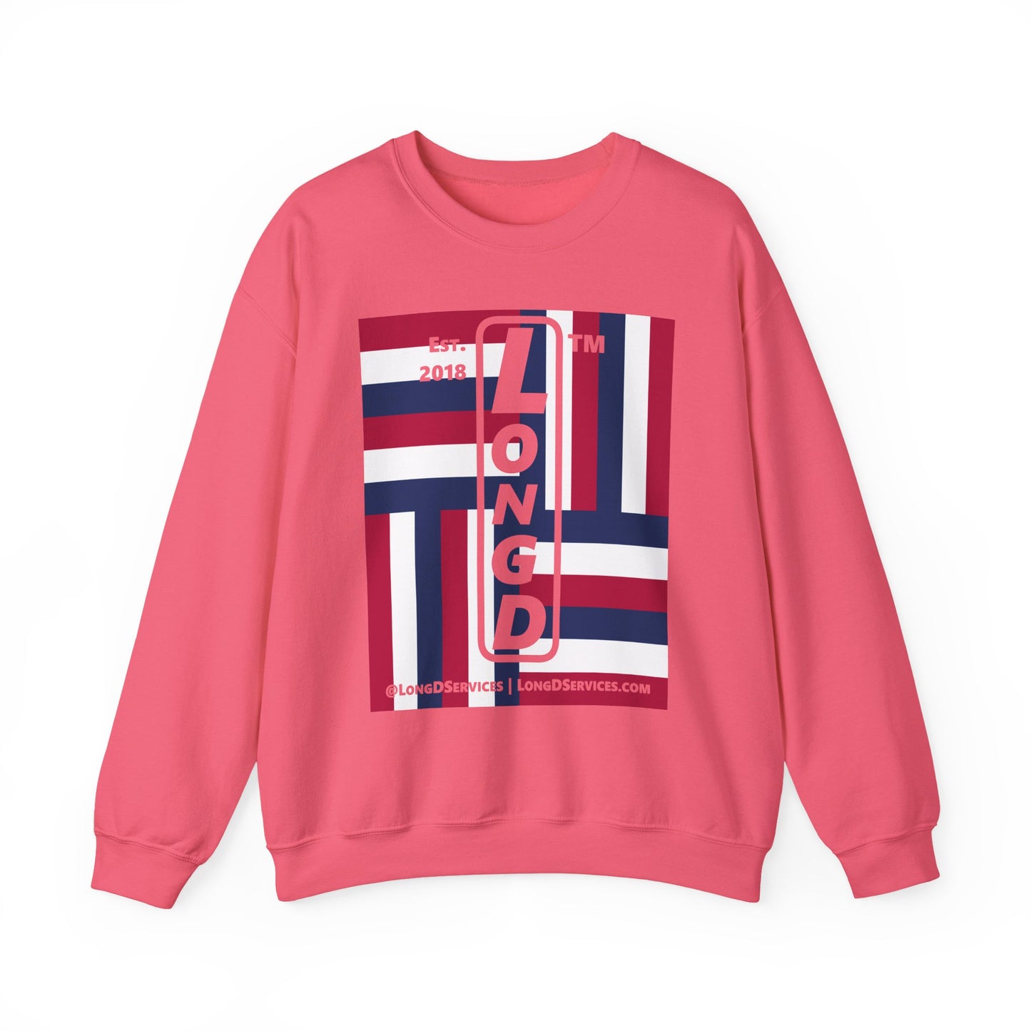 I Burst LongD negative windmill tag-domain upright front-back logo crewneck sweatshirt