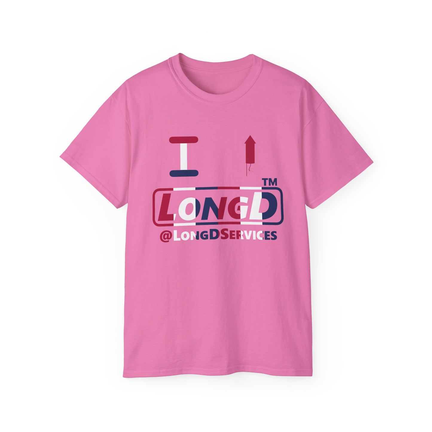 I firecracker LongD positive vertical 6-striped tag logo cotton tee