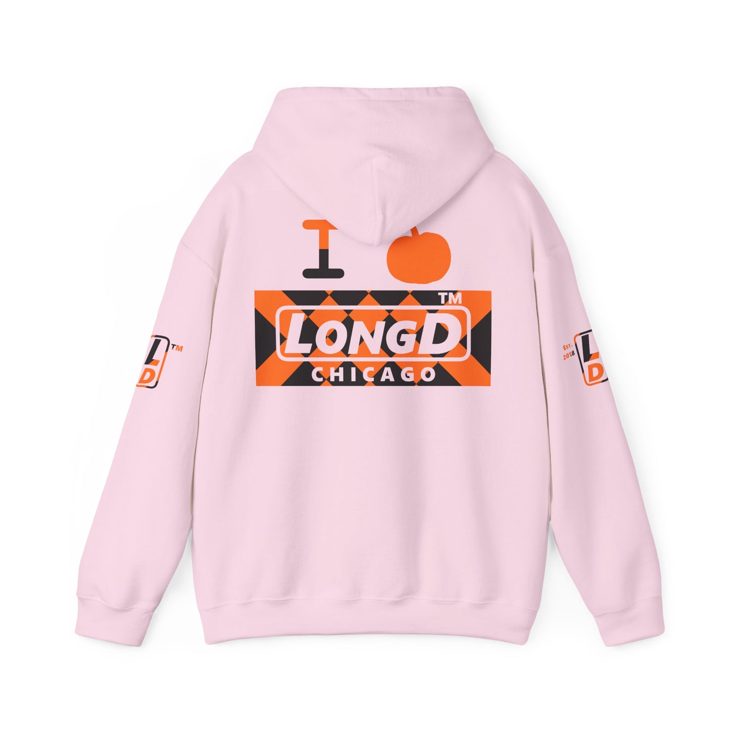 I pumpkin LongD Chicago negative stylized argyle 4-print logo hoodie