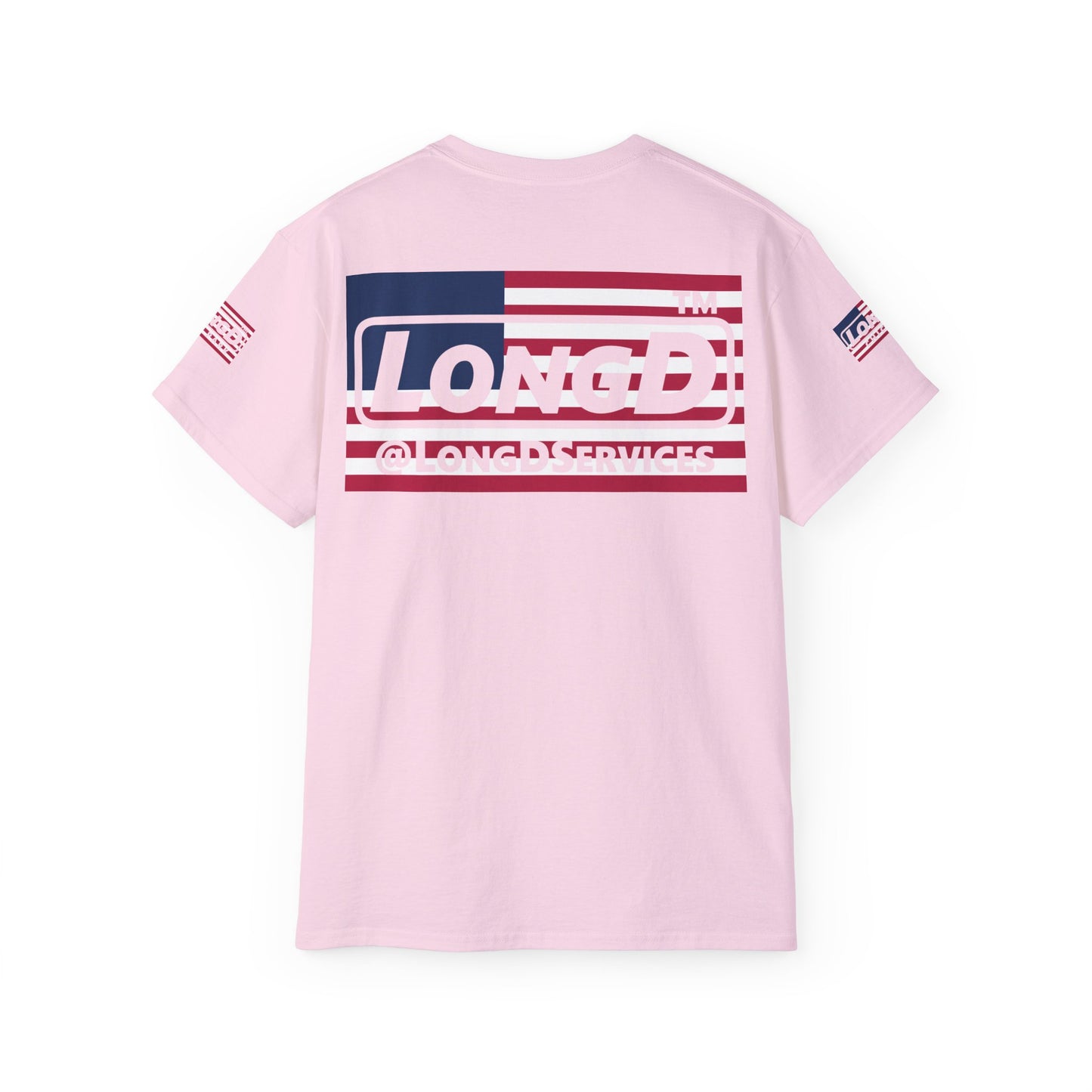 I firecracker LongD negative flag 4-print tag-domain logo cotton tee