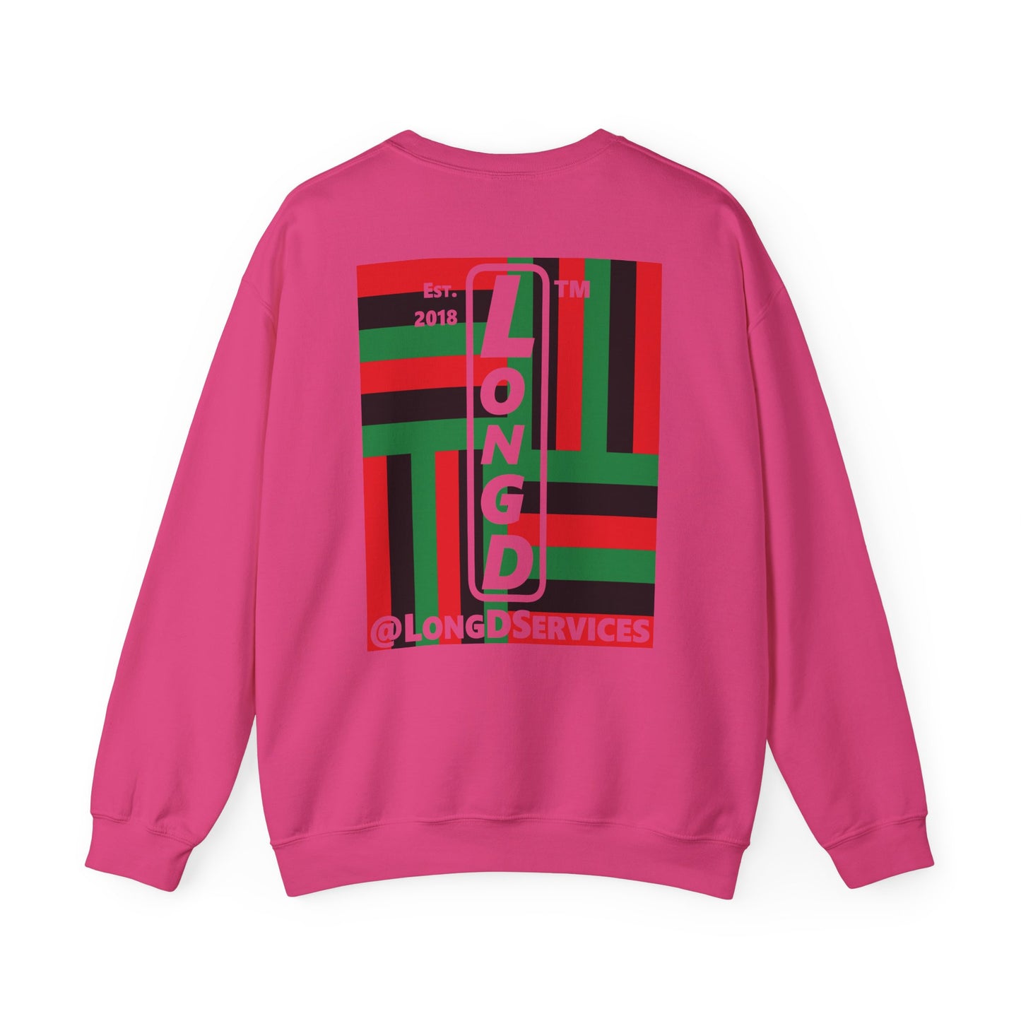 I Fist LongD negative windmill tag upright front-back logo crewneck sweatshirt