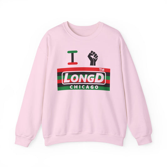 I fist LongD negative horizontal 6-striped Chicago logo crewneck sweatshirt