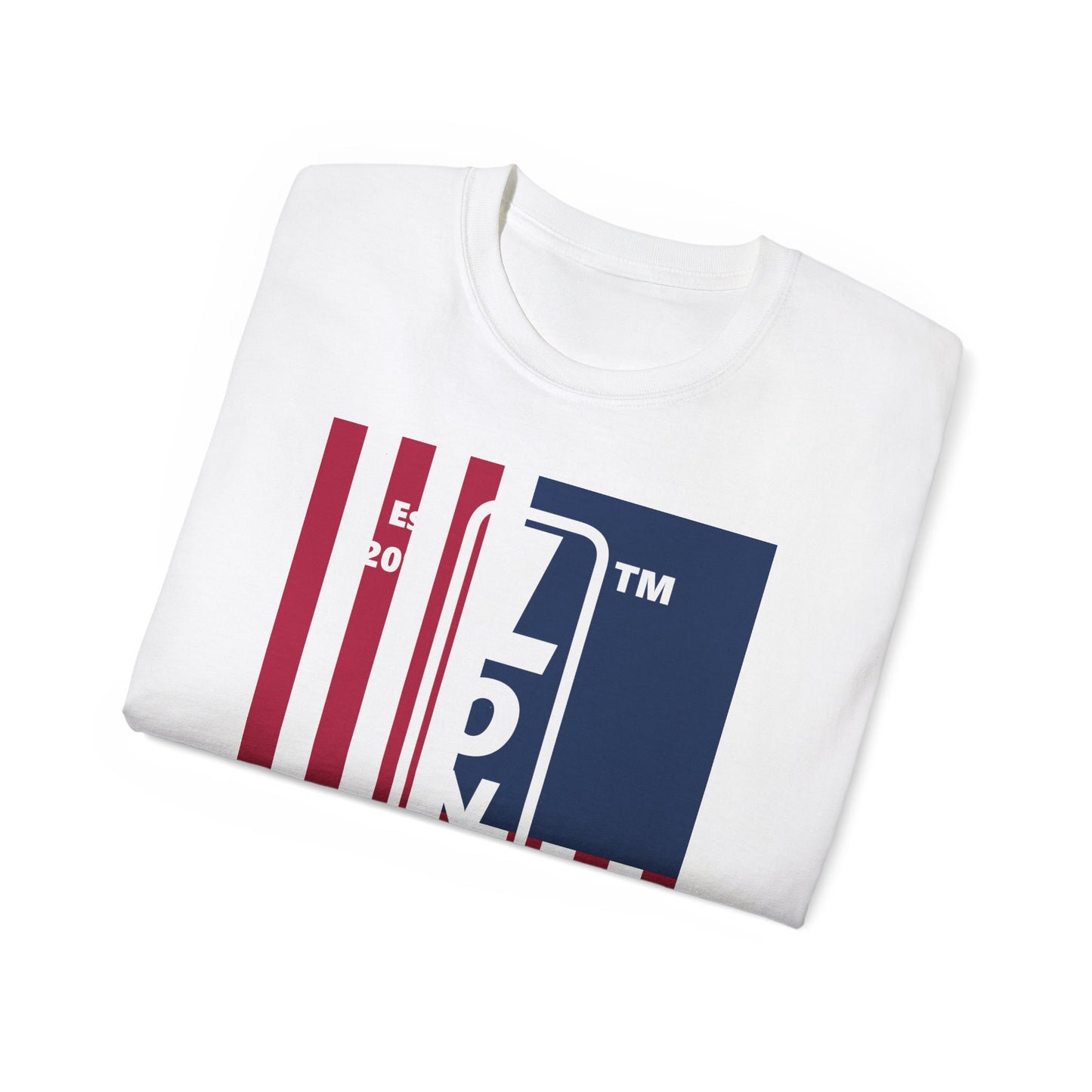 LongD cotton tee negative cropped flag Chicago upright logo (Patriotic colors)