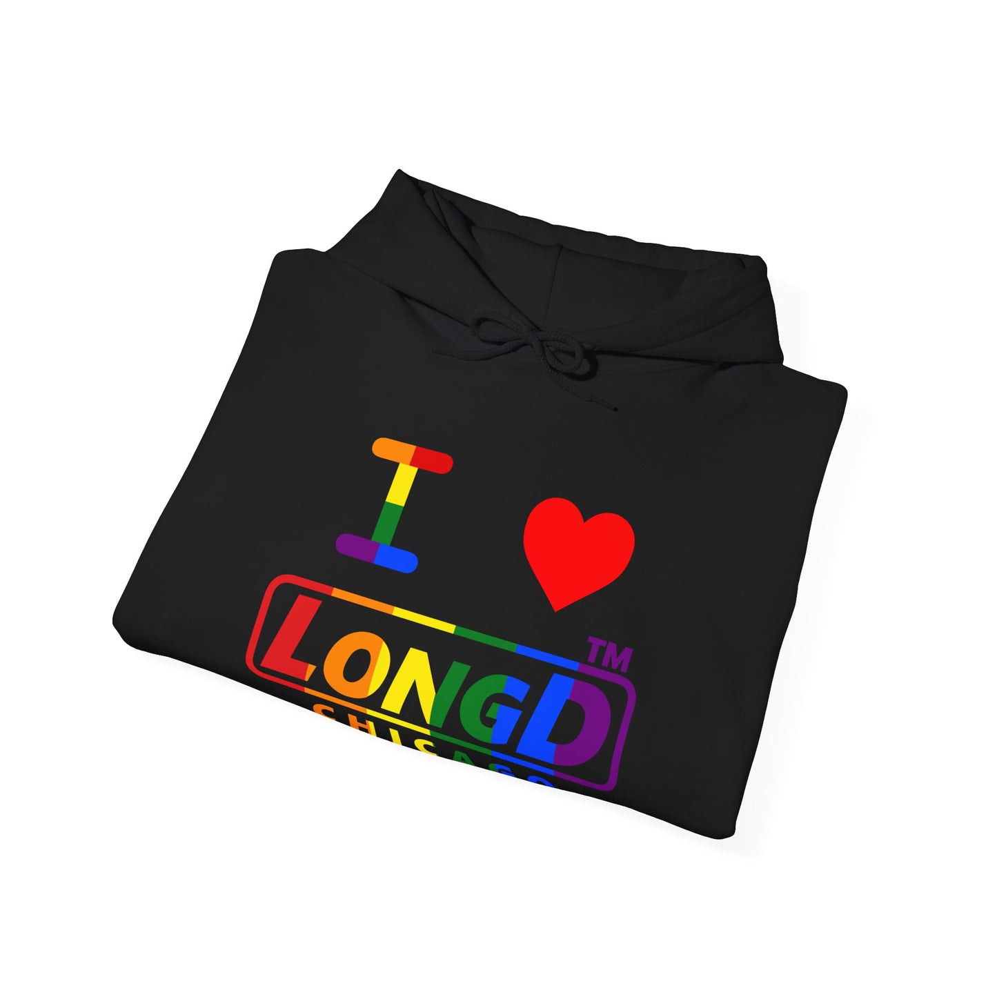 I Luv LongD® positive vertical striped Chicago logo hoodie (Pride colors)