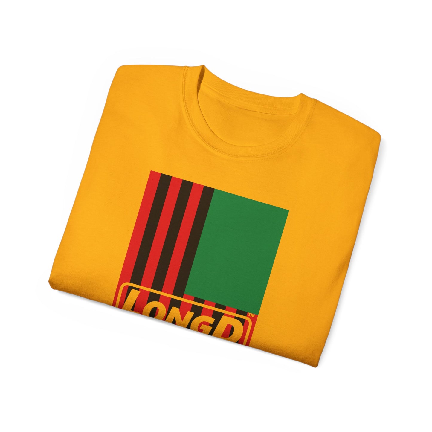 LongD® Logo Cotton Tee Juneteenth vertical African-American flag negative text