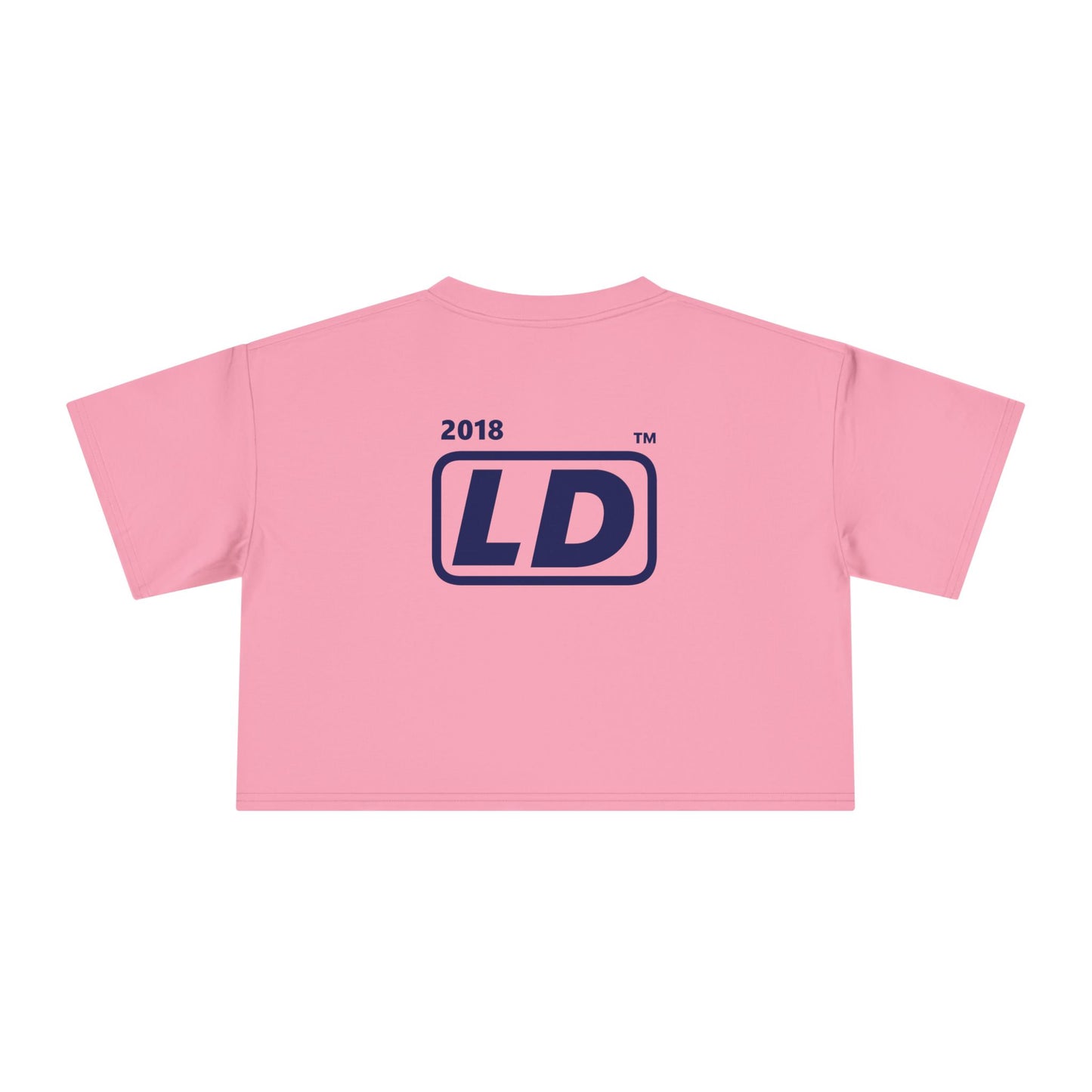LongD positive vertical 6-striped front-back Hyde Park logo crop tee (Pride colors)