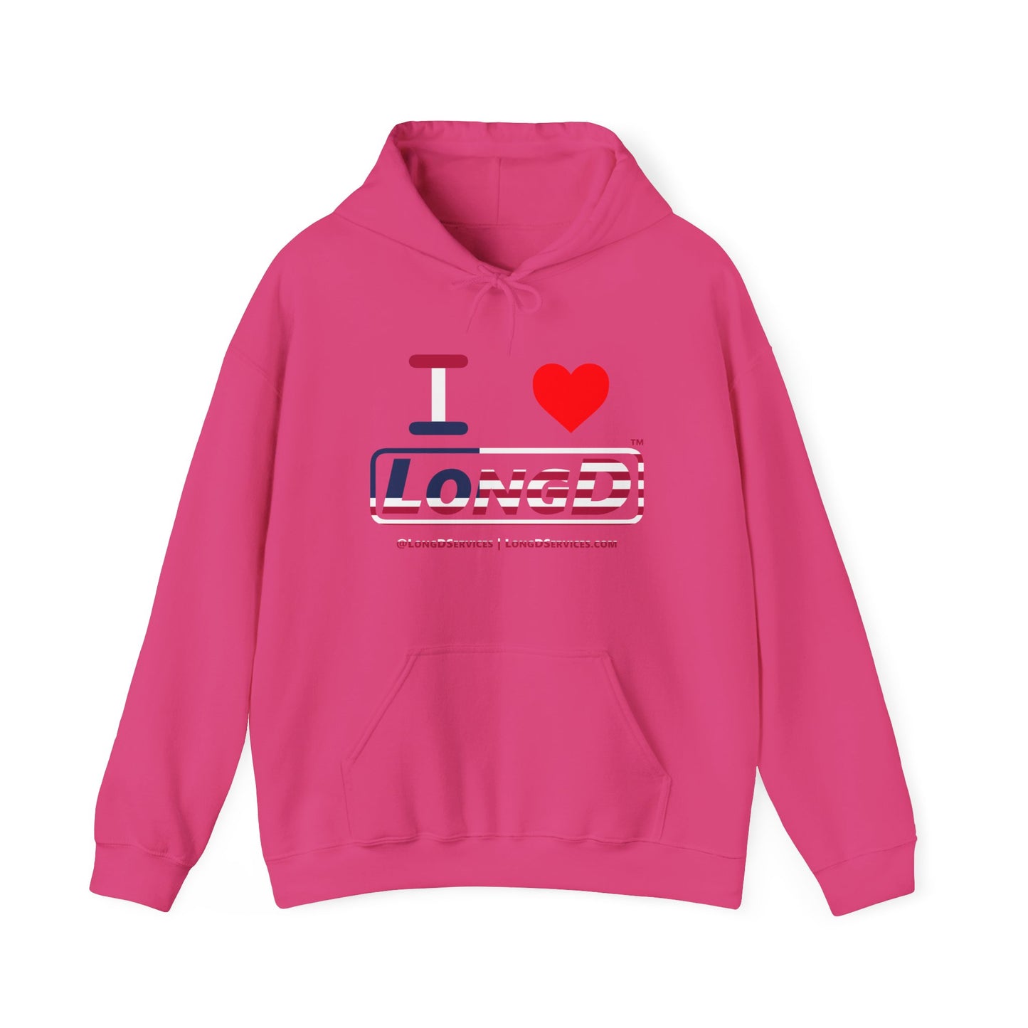 I Luv LongD® Logo Hoodie red, white and blue positive flag