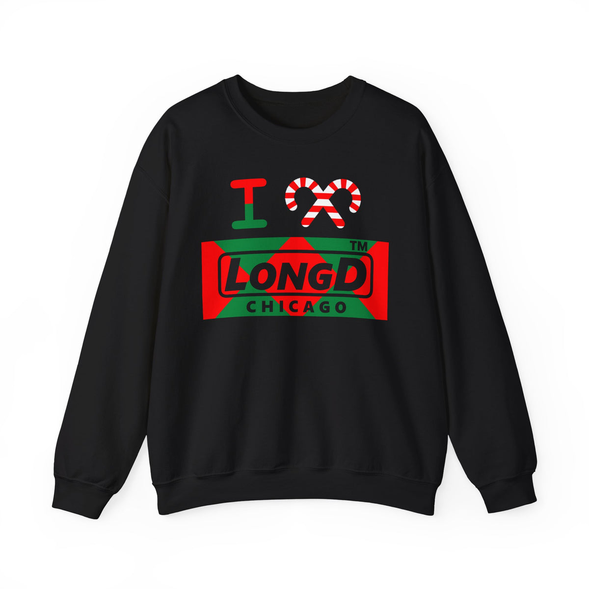 I candy cane LongD Chicago negative big argyle logo crewneck sweatshirt