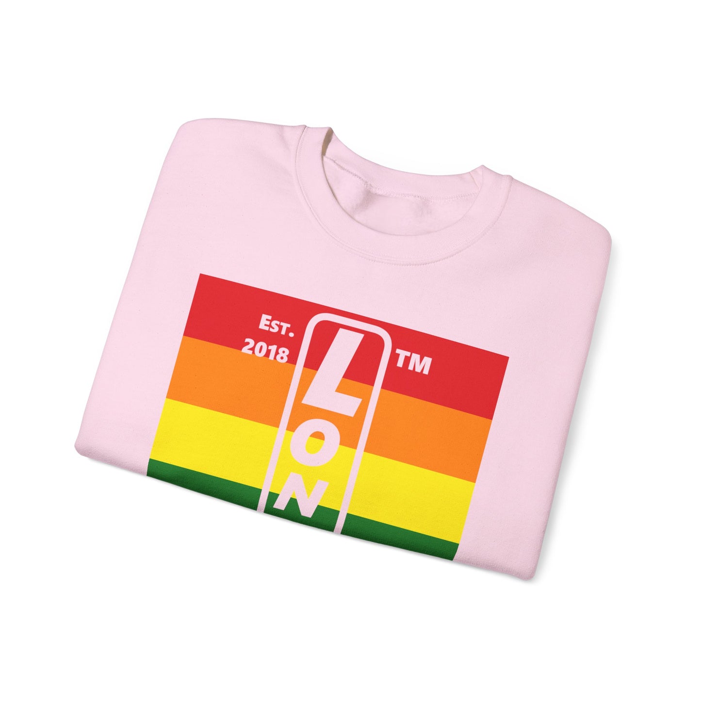 LongD negative horizontal 6-striped Hyde Park upright logo crewneck sweatshirt (Pride colors)