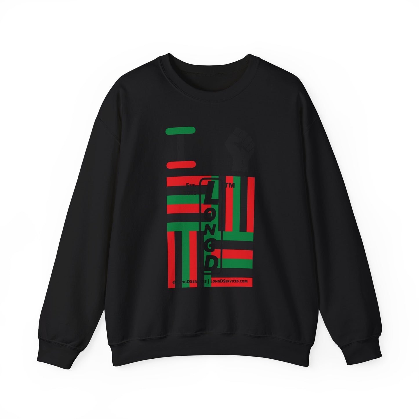I Fist LongD negative windmill tag-domain upright front-back logo crewneck sweatshirt