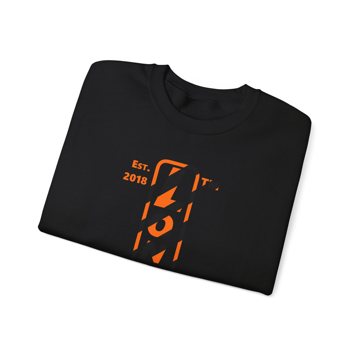 LongD Chicago positive upright pixel-weighted 12-striped 4-print logo (Halloween colors) crewneck sweatshirt