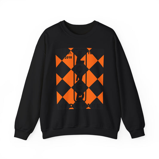 LongD Hyde Park negative upright argyle logo (Halloween colors) crewneck sweatshirt