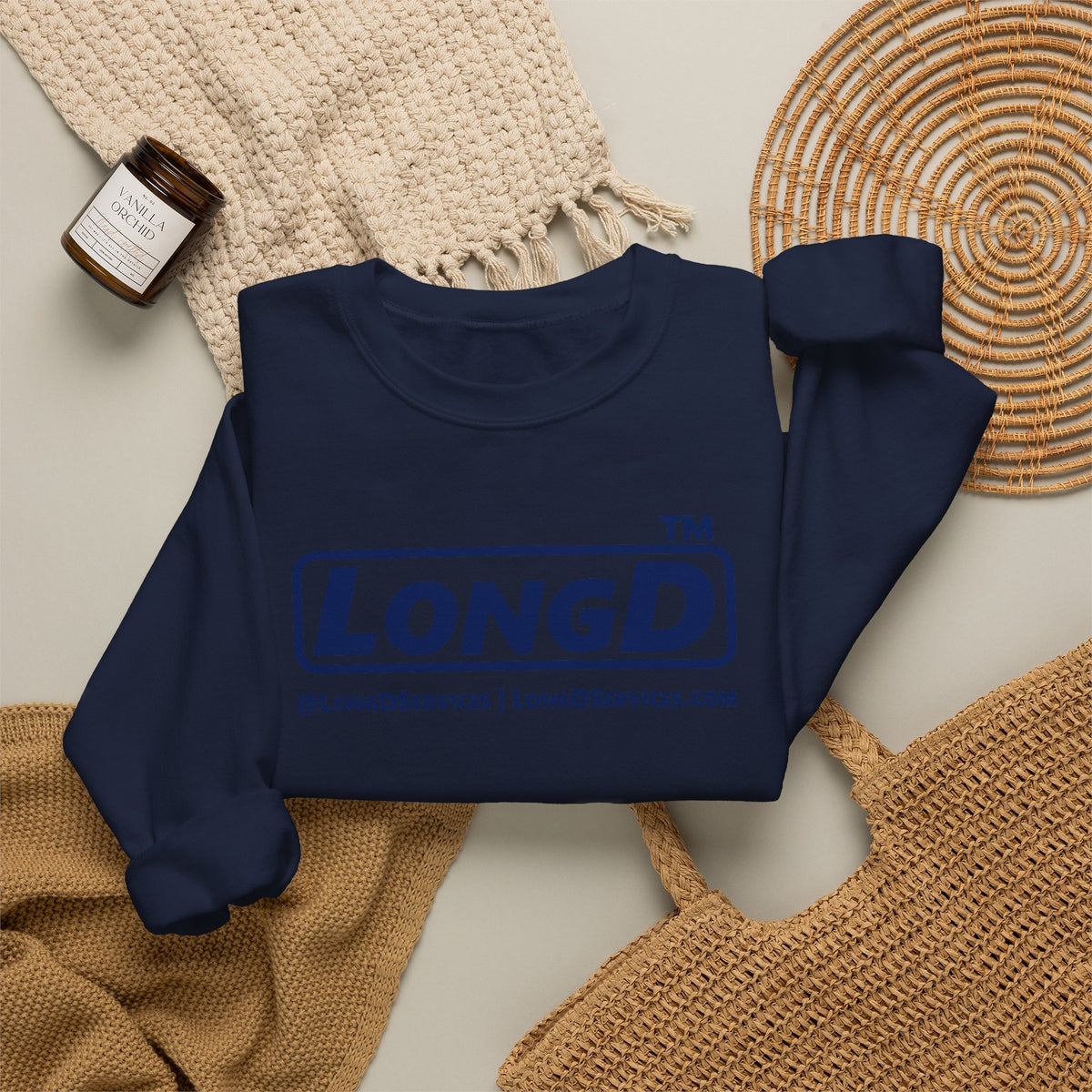 LongD Tag-domain positive official basic logo crewneck sweatshirt