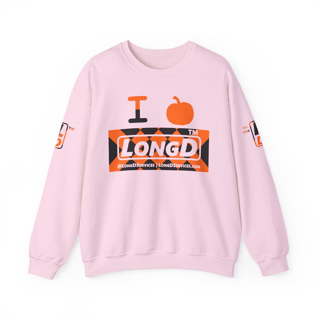 I pumpkin LongD Tag-domain negative stylized argyle 4-print logo crewneck sweatshirt