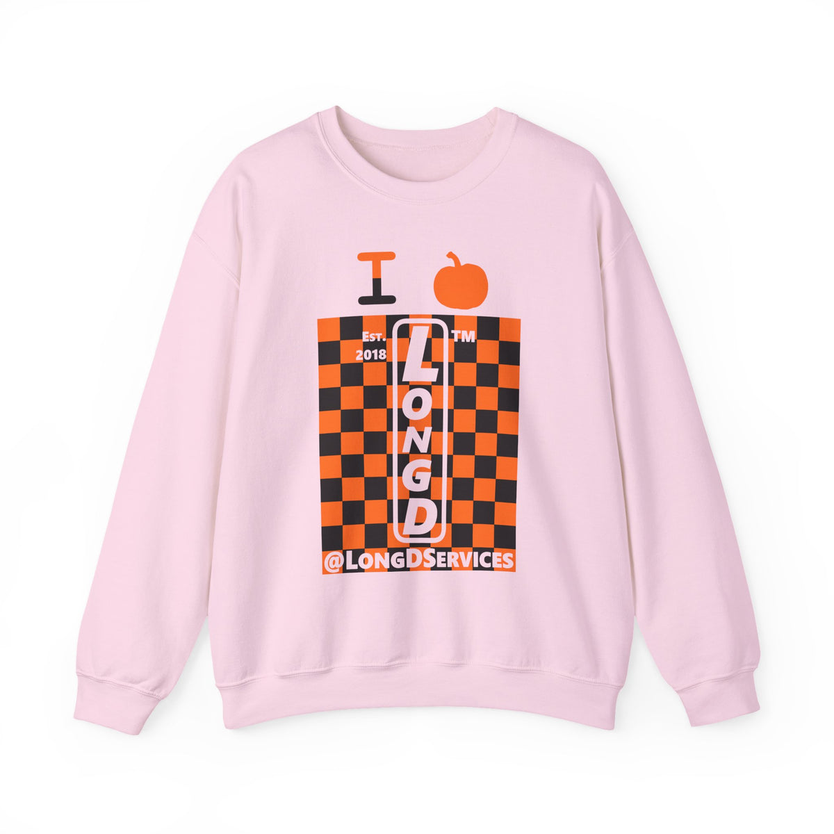 I pumpkin LongD Tag negative upright checkered logo crewneck sweatshirt