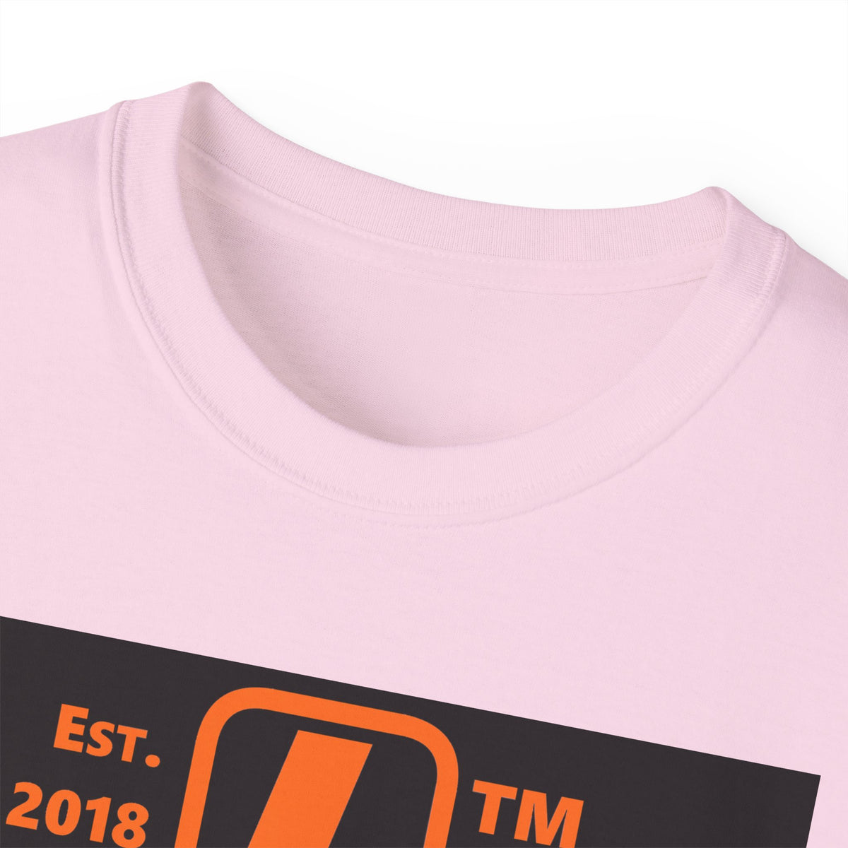 LongD Tag upright front-back logo orange (FE7518) on Black (000000) cotton tee