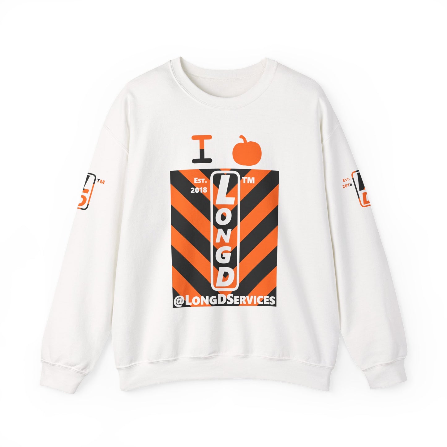 I pumpkin LongD Tag negative upright downward chevron 4-print logo crewneck sweatshirt
