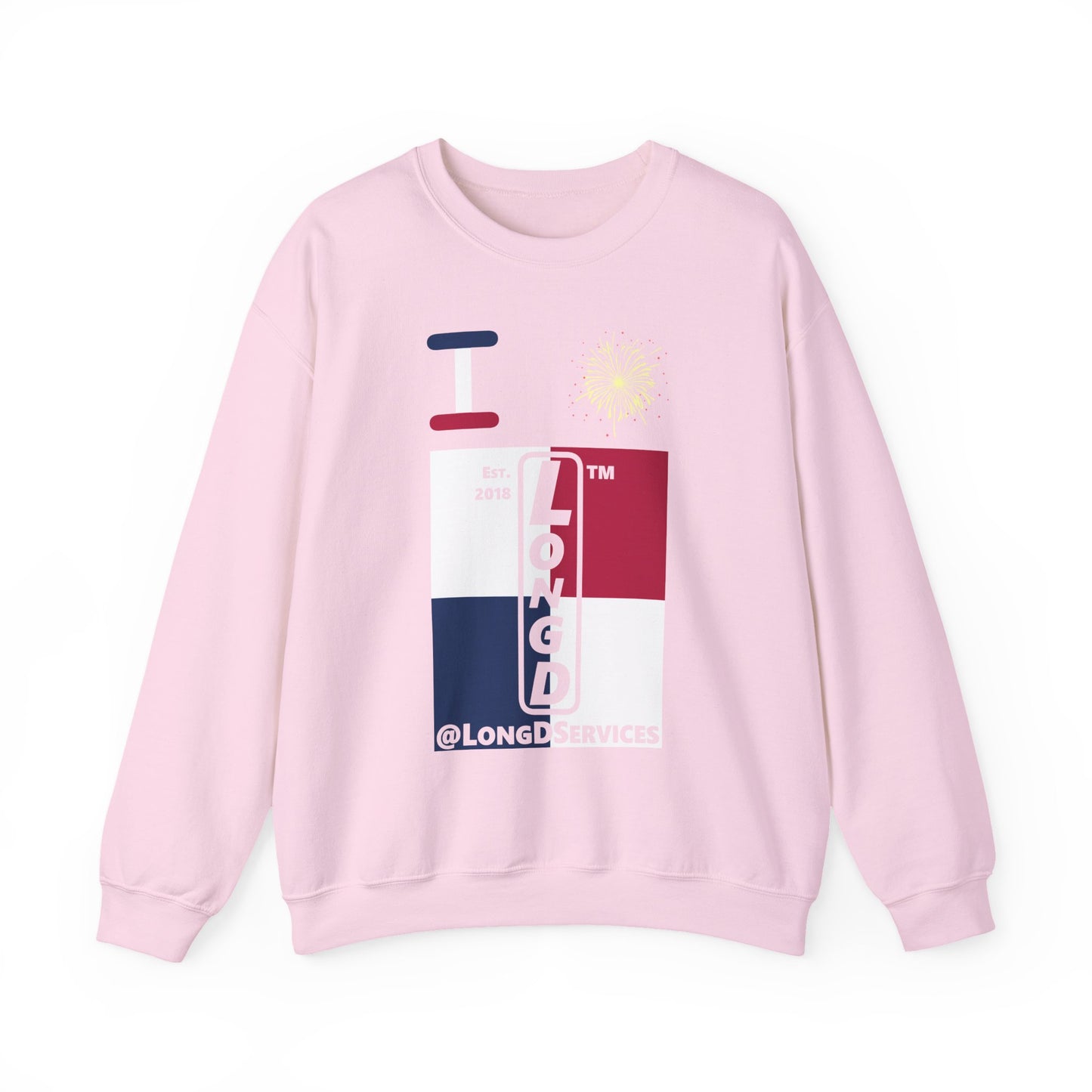 I Burst LongD negative quarters tag upright logo crewneck sweatshirt