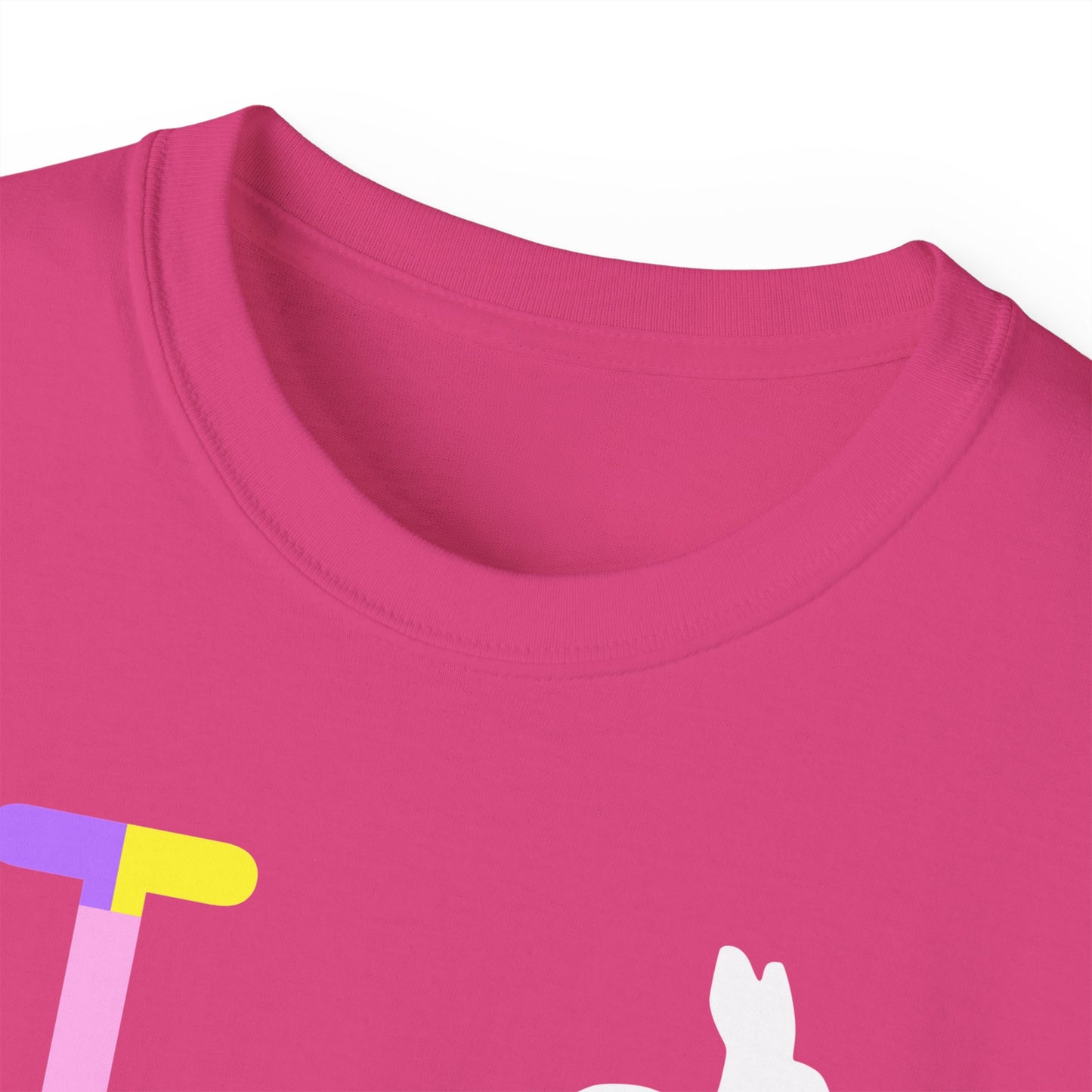 I Bunny LongD® negative horizontal striped Tag Logo Cotton Tee