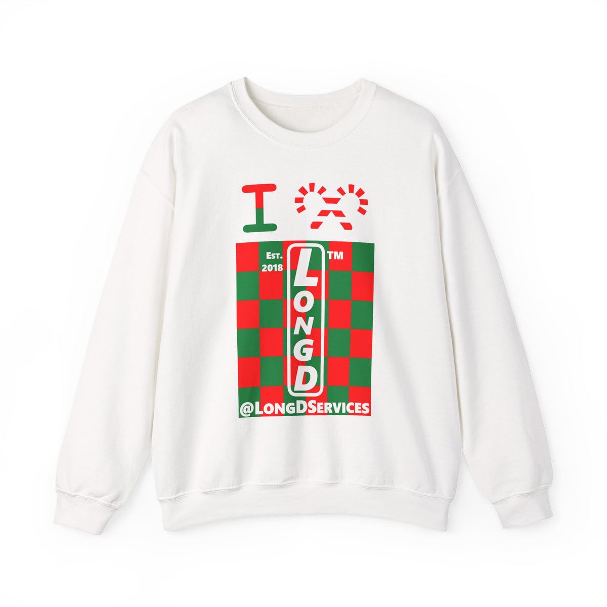 I candy cane LongD Tag negative upright checkered logo crewneck sweatshirt