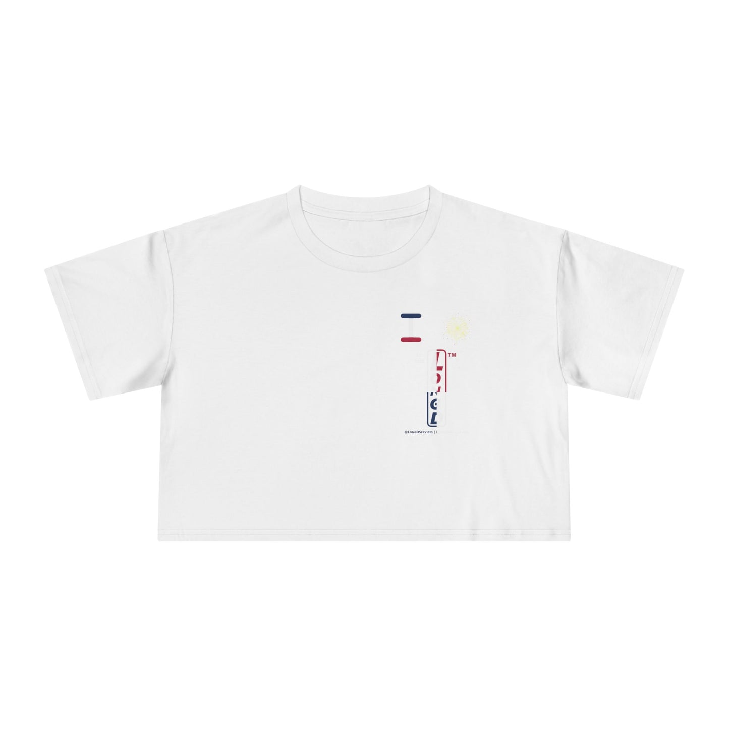 I burst LongD positive quarters upright single-breasted tag-domain logo crop tee