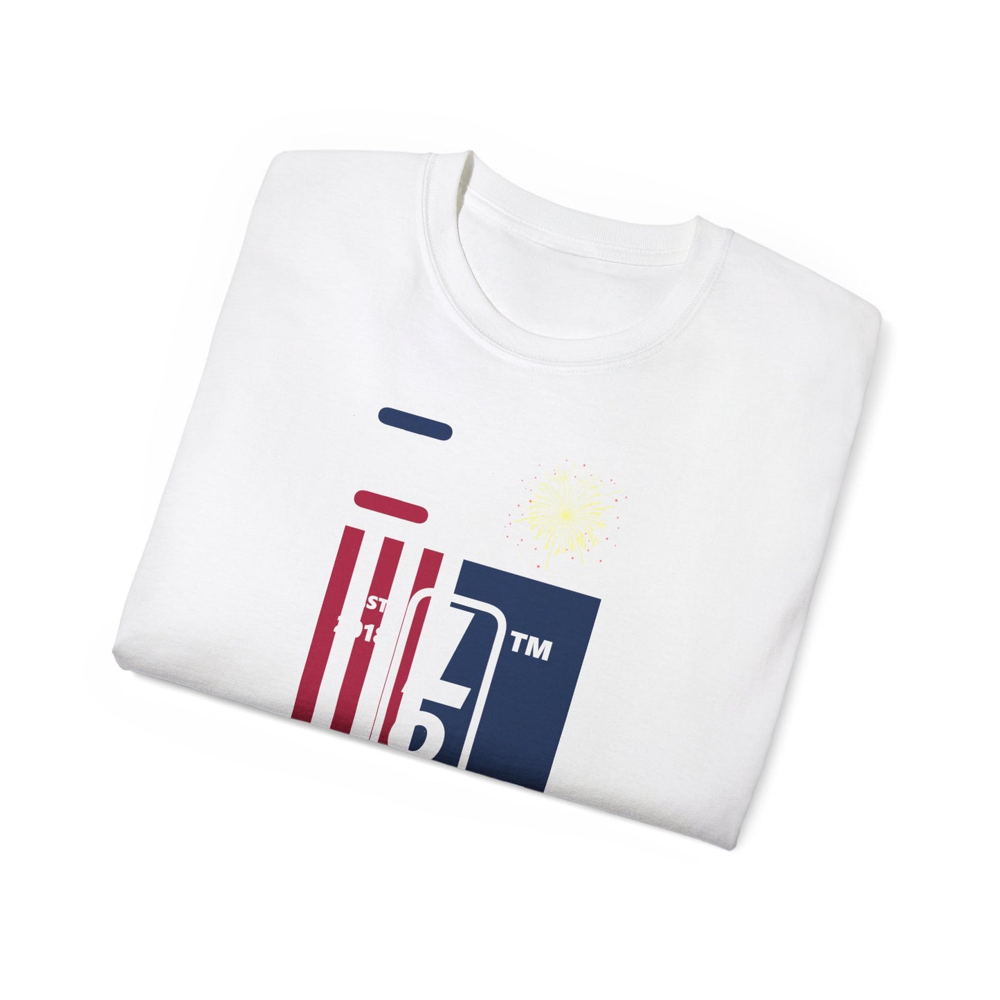I Burst LongD cotton tee negative flag Chicago upright logo (Patriotic colors)