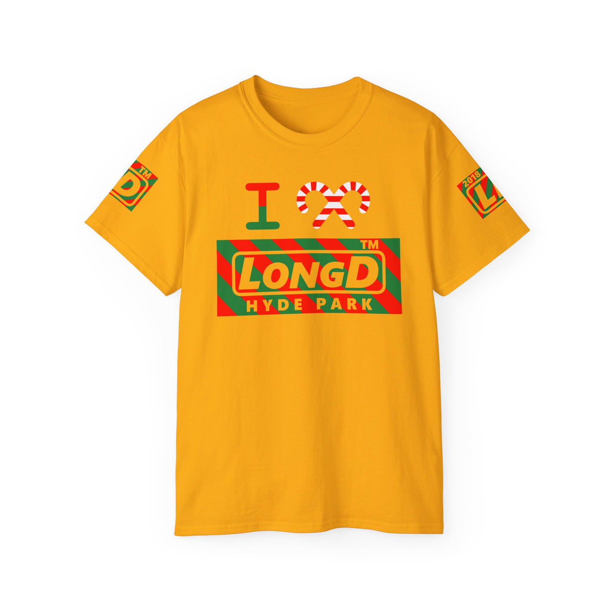 I candy cane LongD Hyde Park negative 12-striped 4-print logo cotton tee